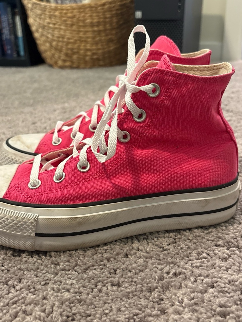 Converse Women's Hot Pink High-Top Canvas Sneakers with White Laces